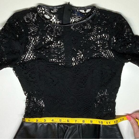 EUC | Zara Woman | Lace Leather Peplum Dress | Black | XS - Picture 11 of 16